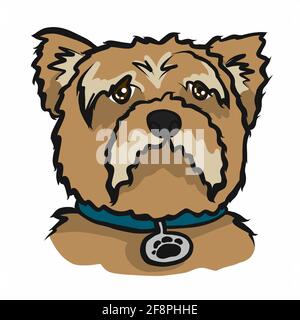 Yorkshire Terrier cane faccia cartoon vettore illustrazione Illustrazione Vettoriale