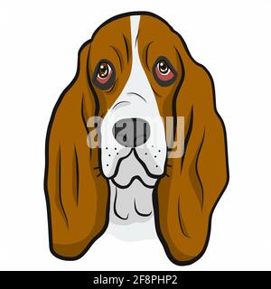 Basset Hound cane faccia cartoon vettore illustrazione Illustrazione Vettoriale
