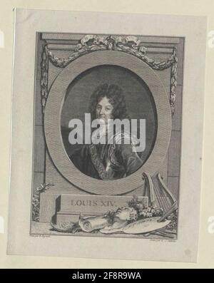 Ludwig XIV., re di Francia dipinto di Giacinto Rigaud, inciso da Luigi Jacques Cathelin Foto Stock
