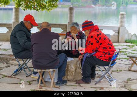 Vita quotidiana nella città vecchia di Xiangyang Foto Stock