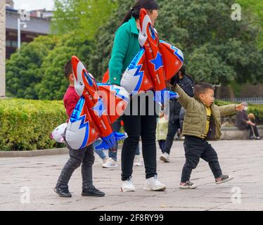 Vita quotidiana nella città vecchia di Xiangyang Foto Stock