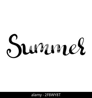 Immagine vettoriale scritta estiva disegnata a mano su sfondo bianco Illustrazione Vettoriale