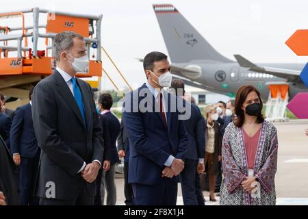 Getafe, Spagna. Aprile 15 2021: Re spagnolo Felipe VI durante l'inaugurazione di Airbus: Campo di difesa e spazio a Getafe (Madrid) giovedì 15 aprile 2021. Credit: STAMPA CORDON/Alamy Live News Foto Stock