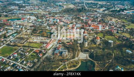 vista aerea sulle case private. Foto Stock