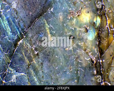 Labradorite con Schiller in una macro Foto Stock