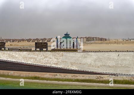 Monumento nella Città del Porto Ismailia, canale di Suez, Egitto Foto Stock