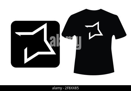 start icona t-shirt design su sfondo nero colore bianco stella t-shirt design vettore Foto Stock