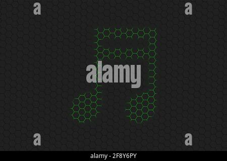 Fascio sedicesimo simbolo di nota, Musica sfondo, esagono verde Foto Stock