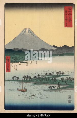 Monte Fuji e la Baia di Suruga di Utagawa (Ando) Hiroshige Foto Stock