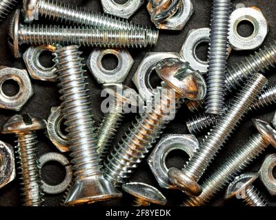 Close-up di viti in metallo Foto Stock