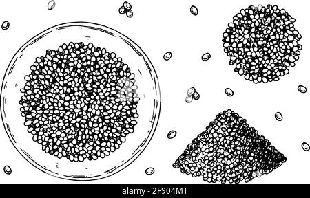 Set di elementi di progettazione di cereali disegnati a mano isolati su sfondo bianco. Illustrazione vettoriale nello stile di schizzo Illustrazione Vettoriale