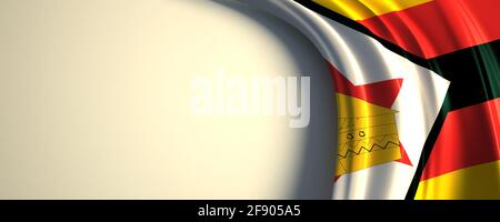 Bandiera dello zimbabwe. illustrazione in 3d della bandiera nazionale ondulata con uno spazio per la copia. Bandiera dei paesi africani. Foto Stock