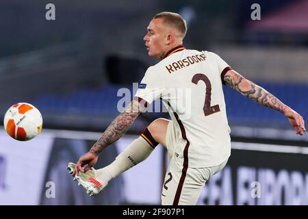 ROMA, ITALIA - APRILE 15: Rick Karsdorp DI AS Roma durante la finale del quartiere UEFA Europa League: Seconda tappa tra ROMA E Ajax allo Stadio Olimpico Foto Stock