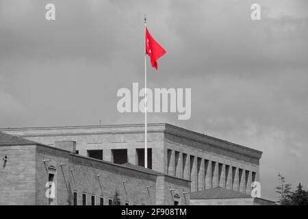 Mausoleo di Ataturk -Anıtkabir- Tomba commemorativa del leader nazionale turco Mustafa Kemal Ataturk a distanza Foto Stock