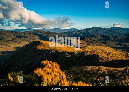 Tramonto sulle colline della Nuova zelanda Foto Stock