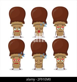 Carattere cartoon di gelato cioccolato con espressione sonnolenta. Illustrazione vettoriale Illustrazione Vettoriale