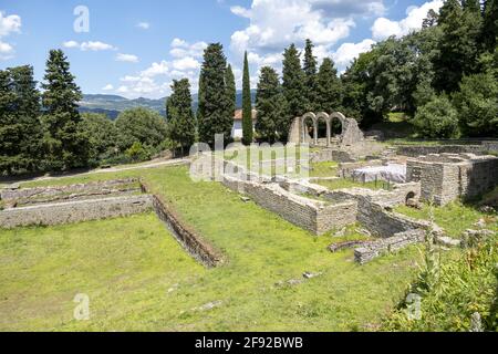 Rovine etrusche e l'anfiteatro romano a Fiesole, Firenze, Toscana, Italia Foto Stock