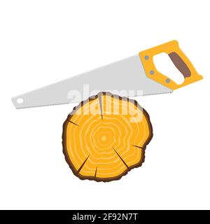 sega a mano e moncone dell'albero Illustrazione Vettoriale