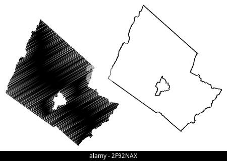 Rockingham County, Commonwealth of Virginia (Stati Uniti, Stati Uniti d'America, Stati Uniti, Stati Uniti, Stati Uniti) mappa vettoriale illustrazione, schizzo scrimolo Rockingham Illustrazione Vettoriale