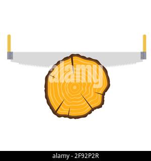sega a mano e moncone dell'albero Illustrazione Vettoriale