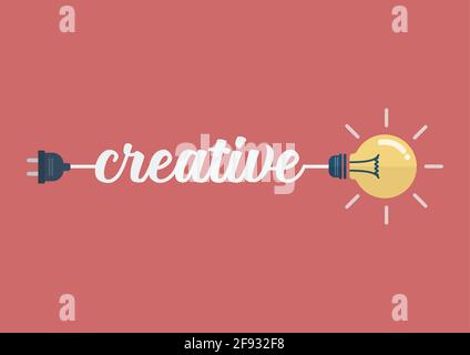 Idea lampadina con parole creative. Illustrazione vettoriale Illustrazione Vettoriale