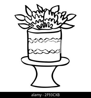 torta di compleanno vettore isolato con decorazione crema Foto Stock