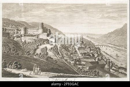 Heidelberg. L'ex castello di Churfürstlichen Residenz insieme alla zona, da cui il lato del mattino appartiene alla natura e stung. Foto Stock