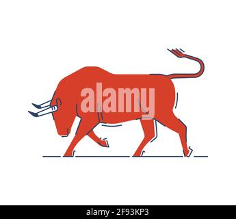 Silhouette stilizzata del toro che si abbellisce. Illustrazione vettoriale. Illustrazione Vettoriale
