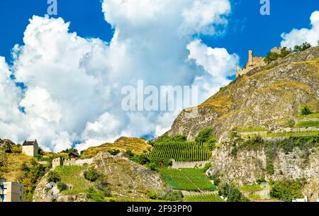 Il castello di tourbillon a Sion in Svizzera Foto Stock
