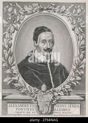 Alessandro VII., Papa Zeichner: Testana, Giuseppe Mariastecher: Testana, Giuseppe Mariaverleger: Rossi, Giovanni Giacomo Dedatierung: 1663 / 1679Verlagsort: Roma Foto Stock