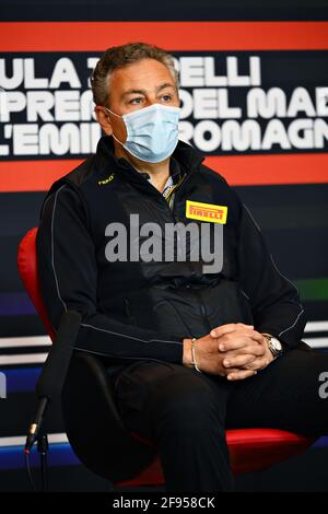 Imola, Italia. 16 Apr 2021. Mario Isola (ITA) Pirelli Racing Manager alla Conferenza Stampa della FIA. Gran Premio dell'Emilia Romagna, venerdì 16 aprile 2021. Imola, Italia. FIA Pool Image for Editorial Use Only Credit: James Moy/Alamy Live News Foto Stock