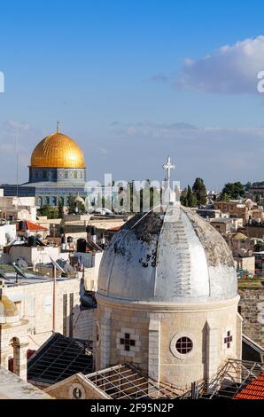 Skyline della Città Vecchia di Gerusalemme, Israele. Foto Stock