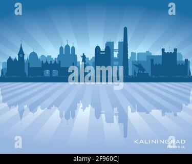 Kaliningrad Russia skyline città vettore silhouette illustrazione Illustrazione Vettoriale