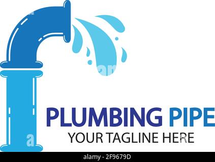 Disegno vettoriale del logo di tubatura, modello di disegno vettoriale del logo di plumbing. Disegno del logo di tubatura dell'acqua.logotipo di perdita dell'acqua, concetto di disegno, creativo Illustrazione Vettoriale