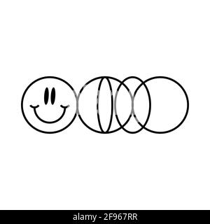 Strange Vector Smiley isolato su sfondo bianco. Figura geometrica perfetta per le pagine web del logo social media t-shirt sci-fi scene cartoline Illustrazione Vettoriale
