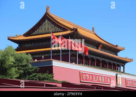 Cina, Pechino / Pechino, Piazza Tian'anmen, Tianíanmen (Piazza Tiananmen) Foto Stock