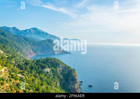 Costa frastagliata di Maiorca vista da Torre del Verger, Spagna Foto Stock