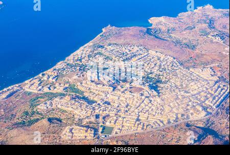 Veduta aerea di Mellieha, Malta Foto Stock