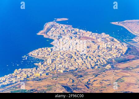 Veduta aerea di Bugibba, Malta Foto Stock