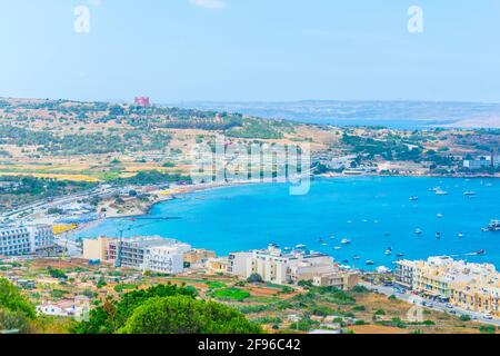 Veduta aerea di Mellieha, Malta Foto Stock