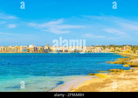 Vista sul lungomare di Birzebbuga, Malta Foto Stock