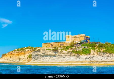 La torre di San Luciano vicino a Marsaxlokk a Malta Foto Stock