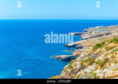 Costa maltese vicino ai templi di Hagar Qim e Mjandra Foto Stock