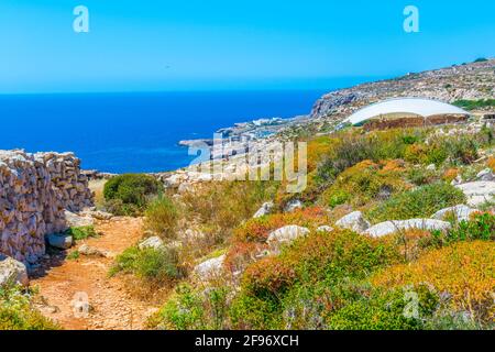 Tempio neolitico Mnajdra su Malta Foto Stock