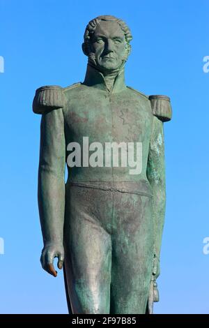 Monumento a Leopoldo i (1790-1865), primo re dei belgi, nel luogo esatto in cui è entrato nella nazione il 17 luglio 1831 a De Panne, Belgio Foto Stock