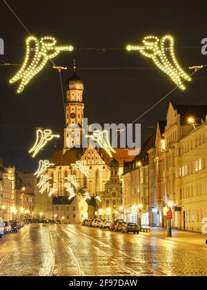 Luci di Natale in Maximilianstrasse Foto Stock