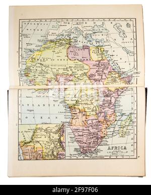 Mappa dell'Africa nella nuova Enciclopedia Standard e Atlante Mondiale, pubblicata da Odhams nel 1932 Foto Stock