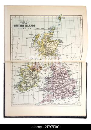 Mappa di Gran Bretagna e Irlanda nella nuova Enciclopedia Standard e Atlante Mondiale, pubblicata da Odhams nel 1932 e che mostra l'importanza delle ferrovie f Foto Stock