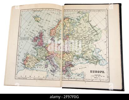 Mappa dell'Europa nella nuova Enciclopedia Standard e Atlante Mondiale, pubblicata da Odhams nel 1932 Foto Stock