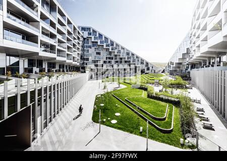 8 Casa a Copenhagen dall'architetto Bjarke Ingels Group, Danimarca Foto Stock